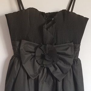 Puff Hem Mini Black Party Dress